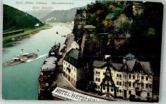 Hrensko Herrnskretschen Foto AK Hotel Hetschel Raddmapfer