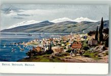 Beirut Lithographie / Künstlerkarte sign. Perlberg, F. Hafen Tracht Esel