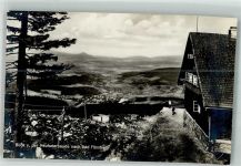 Heufuderbaude Foto AK Gasthaus Isergebirge Blick nach Bad Flinsberg