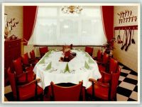 W4724 Wadersloh Hotel Bomke Innenaufnahme Geweihe gedeckter Tisch FOTO KEINE AK