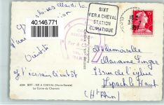 74740 Sixt-Fer-a-Cheval - La Corne du Chamois Hufeisenstempel 1957 AKU2