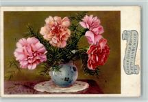 Rosa Nelken in einer Keramikvase Muttertag