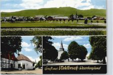 37647 W3453 Vahlbruch - Gesamtansicht Kirche Auto Feld Haus Baum