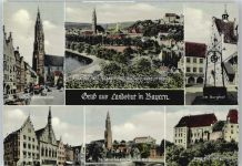 84028 W8300 Landshut , Isar - Dreifaltigkeitsplatz, Rathaus, Kirche, Burg Trausnitz