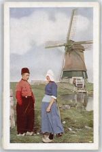 Windmühle , AK beschädigt siehe Scan Trachten Niederlande / Hollandkind
