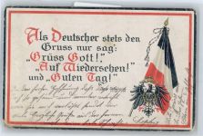 deutscher Gruss , AK beschädigt siehe Scan Fahne