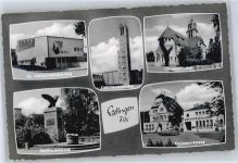 73054 W7332 Eislingen , Fils - Schiller-Denkmal, Kirche, Sparkasse, Evangelisches Gemeindehaus