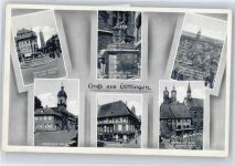 37073 W3400 Göttingen , Niedersachs - gel. 20.01.52, Rathaus, Wappen, Löwe, Brunnen, Kirche, Junkernhaus