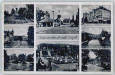 08280 O9400 Aue , Sachs - König-Friedrich-August Warte, Carolateich, Stadtgarten, Markt, Rosengarten, Hansa-Haus