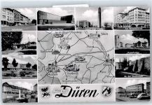 52349 W5160 Düren , Rheinl - Zehnthofstraße, Johannesbrücke, Stadthalle, Markt, Stadtmauer, Hoeschpark, Wirteltorplatz, Kirche