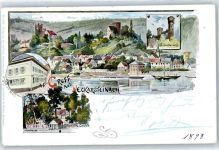 69239 W6918 Neckarsteinach Lithographie / Künstlerkarte sign. W.Weigle