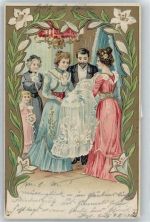 Geburt , Prägedruck Dornröschen Lithographie