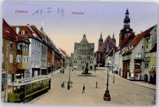 06295 O4250 Lutherstadt Eisleben - Marktplatz, Straßenbahn, Denkmal
