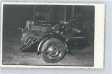 mit Beiwagen, Foto-Karte Motorrad