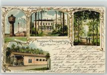 01619 O8401 Zeithain 1901 Lithographie Wasserwerk Offizier-Casino Hauptwache Aresthaus Garten