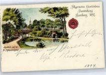 Hamburg 1897 Gartenbauausstellung Lithographie