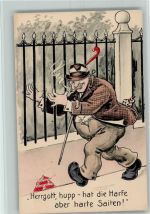 Mit dem Zaun, Harfe spielen - ca 1930 AK Trinker