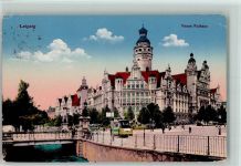 O7000 Leipzig Rathaus 1913 AK Straßenbahn