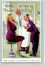 Arzt in der Praxis bei seiner Arbeit ca 1965 AK Medizin Künstlerkarte