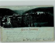 07427 O6825 Schwarzburg 1898 Mondschein Weisser Hirsch und Schloss