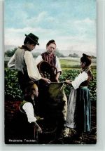 Kinder und Frauen bei der Ernte Serie 8 Nr. 184 Hess. Tracht, Mandt