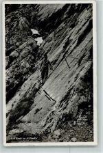 W8100 Garmisch-Partenkirchen Höllental-Klamm am Brett in Höllental Bergsteiger Höllentalhütte Hüttenstempel Bergsteiger
