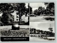 03119 O7533 Welzow - AWG-Neubauten und Jahnpark Jahnpark Schwimmbad Sprungturm 3-Bildaufnahme