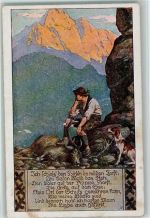 Jäger mit seinem Jagdhund in den Bergen - sign Kutzer Jagd 1927