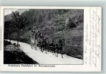Postfahrt im Schwarzwald, Fahrrad AK Postkutsche 1903
