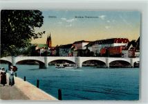 Basel Bâle Mittlere Rheinbrücke Personenschiff Brücke 1921
