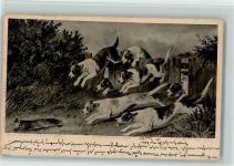 Fuchsjagd - Jagdhund fassen bald den Fuchs AK Jagd 1904
