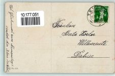 Namenstag - Kind mit einem Brief, Hund und Blumentoopf mit Rosen AK Scheuermann, W. 1916