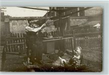Privathaushalt mit Hühner im Garten AK Huhn 1913