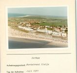 26757 W2972 Borkum FOTO KEINE AK Luftaufnahme Nordstrand Platje Foto montiert auf Karton