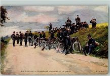 WK I Chasseurs Cyclistes - Militär mit Fahrräder Militär Frankreich Gebrauchsspuren
