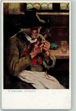 Der Raucher von Lindenschmit AK Pfeife 1917 Künstlerkarte