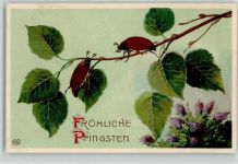 Pfingsten Flieder Maikäfer Verlag EAS Prägedruck Maikäfer 1918 Gebrauchsspuren