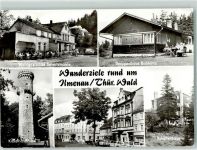 98693 O6300 Ilmenau , Thür - Waldgasthaus Schortenmühle Berggasthaus Bobhütte Kickelhahnturm Lindenstraße Schöffenhaus