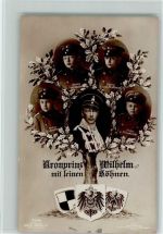 mit seinen Söhnen - Wappen, Verlag Liedrsch 7346 AK Adel Kronprinz Wilhelm 1915 Foto AK