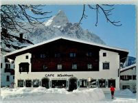6632 Ehrwald - Cafe Leitner am Kirchplatz mit Sonnenspitze Winter