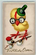 Küken Marienkäfer Weidenkätzchen Ostern Huhn