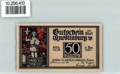 06484 O4300 Quedlinburg - Notgeld 50 Pfennig Klopstocks Geburtshaus
