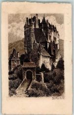 56294 W5401 Münstermaifeld Radierung Burg Eltz Radierung