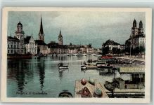 Zürich von der Quaibrücke Boote Ruderboot 1908