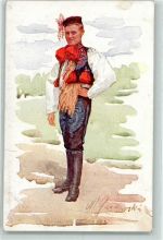 Mann in Tracht sign. Gardavska, M. Trachten Tschechien Künstlerkarte