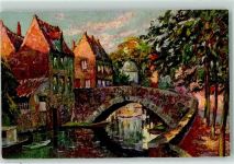 Bruges Brügge Künstlerkarte Le Quai Vert - Ölgemälde
