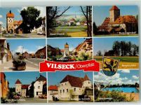 92249 W8453 Vilseck , Oberpf - Rückseite mit Abschürfungen bzw Kleberesten Marktplatz Vogelturm Axtheider Schloss Burg Dagestein