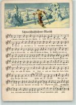 Schneeschuhfahrer Marsch Wintersport AK Liederkarte 1963 Gebrauchsspuren
