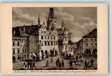 Litomerice Leitmeritz - Altes Rathaus Stadtkirche Jesuitengasse im Jahre 1840 Offizielle Jubiläumskarte Nr. 1 der 700-Jahrfeier