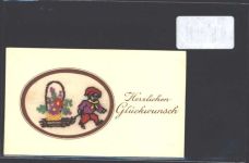 Passepartout Glückwunsch Schlitten keine AK Seide (gestickt) AK mit Stickerei